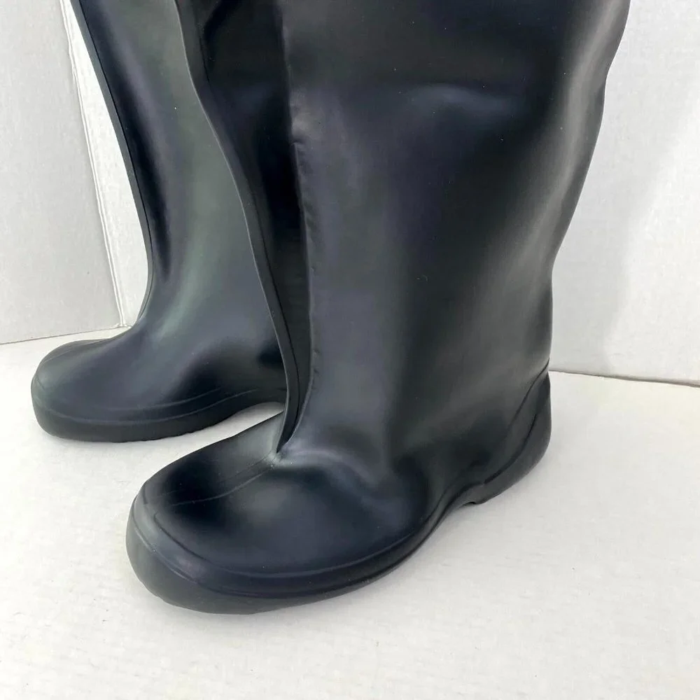 Waterproof Boot Covers Men's Size 8 Black Snap Button Round Toe Knee High Rain‎
